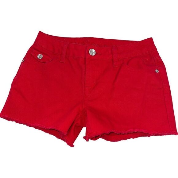 Justice Cutoff Red Denim‎ Jean Shorts - Size 12 Regular - Picture 1 of 4